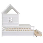 Whisen House Platform Beds with Two Drawers for Boy and Girl Shared Beds