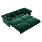 Whisen Velvet 3-in-1 King Size Pull-Out Sofa Bed & Convertible Sleeper Sofa with Movable Ottoman, Tufted Design