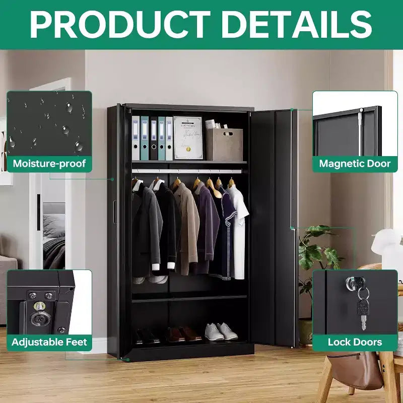 BALHAM TRADE-Heavy Duty Metal Wardrobe Cabinets with Lock Secure Storage for Home Gym School Office