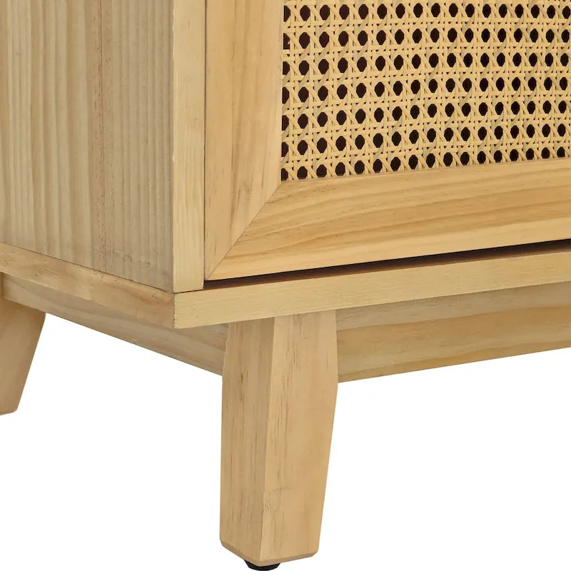 4-Door Cabinet with Rattan Doors