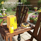 GDFStudio Sydel Wagon Wheel Patio Bench with Center Table and Storage Compartment