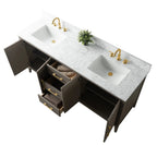 Vanity Art 72 Double Sink Bathroom Vanity Cabinet with Engineered Marble Top