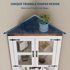 69 Tall Corner Cabinet, Farmhouse Corner Storage Cabinet, Space Saving Storage, Glass Door, Adjustable Shelves, for Living Room, Kitchen