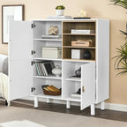 Multifunctional Storage cabinet with door, modern sideboard cabinet, wooden storage cabinet, leather handle drawer cabinet