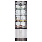 Multiple Levels Glass and Metal Shelf Storage Display Corner Wine Cabinet
