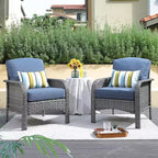 HOMLUX Set of 2 Patio Wicker Chairs Set Outdoor All Weather High Back Rattan Chairs