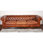 Pasargad Home Paris Club Chesterfield Tufted Sofa, Brown - 28.7 H x 97.2 W x 39 D