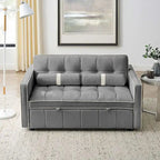 Velvet Multi-Functional Pull-Out Sofa Bed Adjustable Reclining Backrest With Pillows - N/A