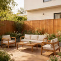 ModernLuxe 4/5-Piece Acacia Wood Patio Furniture Sofa Set, Outdoor Conversation Set with Coffee Table for Porch/Garden/Balcony