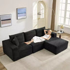108 Modern Sofa Couch, 3 Seater Upholstered L Shaped Sofa with Pillows, Deep Seat Sofa, No Assembly Required