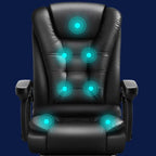 Ergonomic Black Leather Swivel Office Chair with Footrest