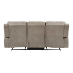 Patsy 85 Inch Manual Double Recliner Sofa, Brown Tufted Back Microfiber