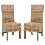 Set of 2 Natural Wicker Dining Chairs 19W x 22D x 41H, Boho Coastal Style