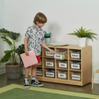 Cubby Mobile Tray Cabinet and 15 Scoop Front Bins, 3x4, Kids Furniture