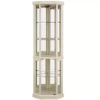 Corner Curio Cabinet with Glass Doors and Shelves, Corner Display Case for Living Room