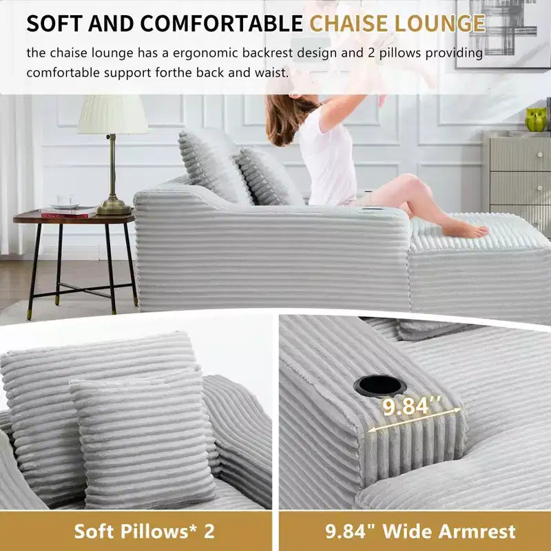 67 Chaise Lounge Chair, Indoor Sleeper Sofa Bed with 2 Pillows, Boneless Single Sofa Couch for Living Room, No Assembly Required
