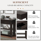Modern Solid Pine Wood Top Console Table with 3 Drawers and 2 Shelves
