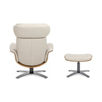 Jovan 31.5 Genuine Leather Recliner Lounge Chair with Ottoman