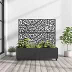 MAYEERTY Planter Box with Trellis Iron Black Net 01 Style 72x47x16in 3-Piece Set