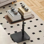1 Set c-Shaped Side Table, Height Adjustable Overbed Bedside Table with Wheels, Multi-Purpose Sofa Table & Laptop Desk for Small Spaces