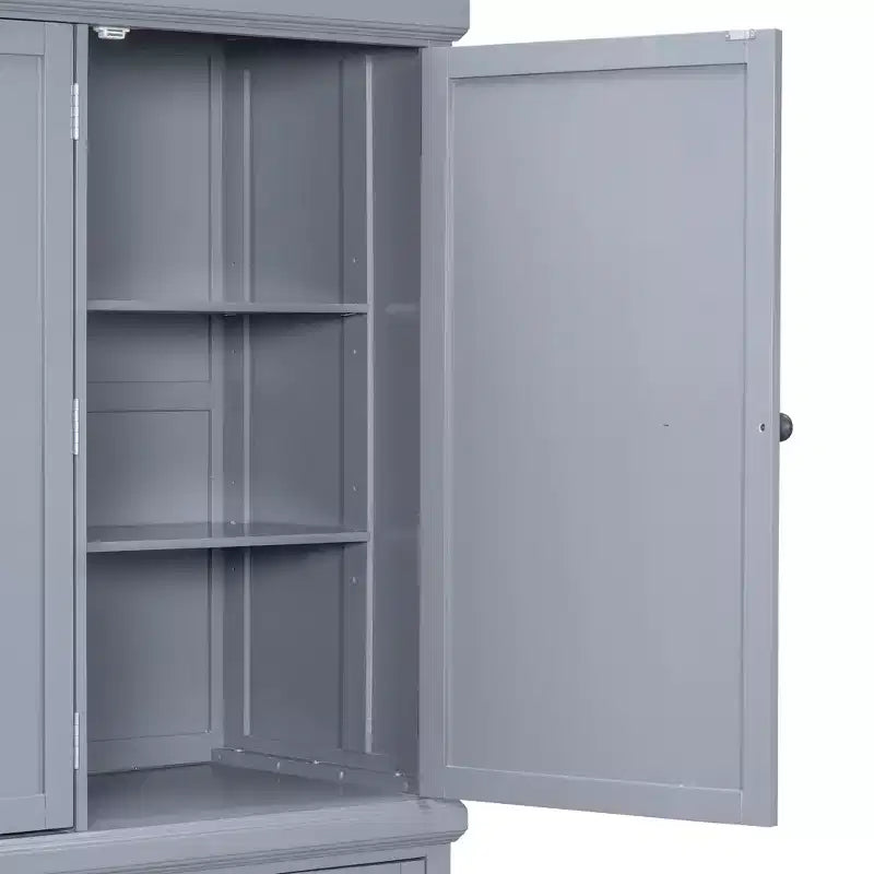 Whisen 73 Freestanding Wooden Kitchen Pantry Cabinet with Drawers and Adjustable Shelves for Storage and Organization in Dining Room or Kitchen