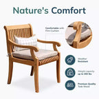 Sonoma Lane Rockport Teak Wood Outdoor Dining Chair Beige - Weather-Resistant with Foam Cushion