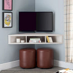 47 Corner Floating TV Stand, 3 Shelves, Transitional Style, Space-Saving Wall Mount