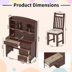 Okak Modern Home Office Wooden Computer Desk with Desktop/Chair & Bookshelf,Teens Student Storage Writing Desk for Study,Office