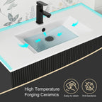 Wavy Line 30/36/48 Bathroom Vanity Set with Sink & Faucet
