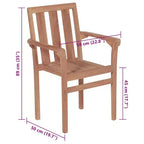 vidaXL Set of 8 Teak Wood Stackable Patio Chairs with Gray Cushions - Durable Garden/Outdoor Seating