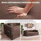 Modern 79 Corduroy Futon Sofa Bed for Small Spaces, 5-in-1 Convertible Sleeper Couch with Removable Armrests & Pillows