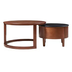 Modern Nesting Coffee Table with Drawer, Round Center Table with storage for Living Room