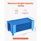 VEVOR Stackable Kiddie Cot,Pack of 6, Portable Toddler Nap Cots, Standard Size 42 L x 23 W Daycare Cots for Kids, Preschool Classroom Daycare Beds
