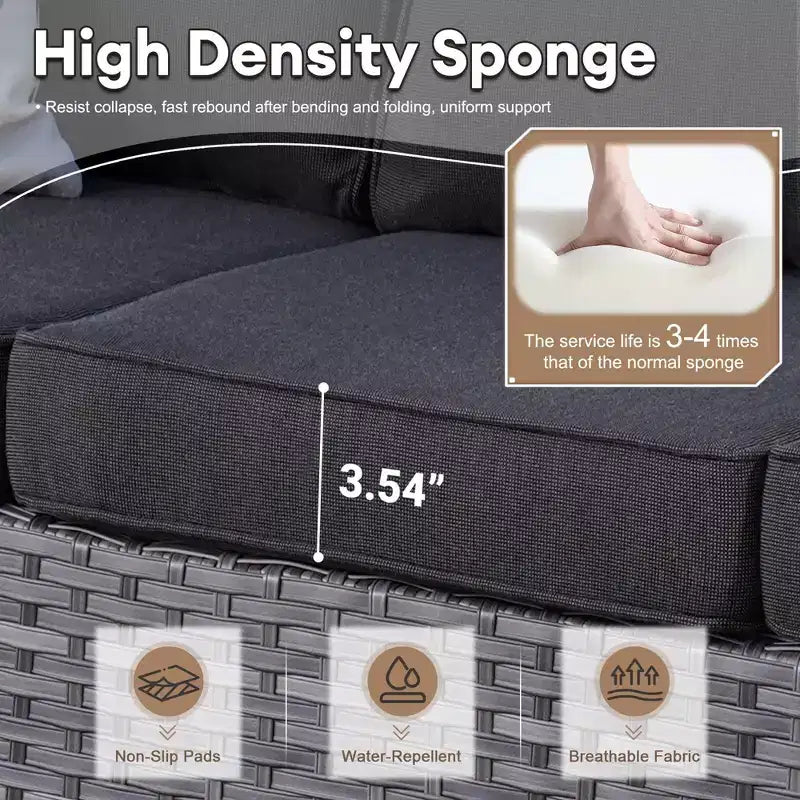 Ovios Tampa 8pc Wicker Outdoor Patio Furniture Conversation Sofa Set with Swivel Chairs and Cushions