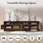 AMERLIFE 70 Modern TV Stand with Fluted Design & Storage Cabinets, for TVs up to 80, Wood Entertainment Center Media Console for Living Room