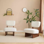 Set of 2 Modern Beige Lounge Chairs with Polyester Upholstery, Sturdy Wood Base, for Various Rooms