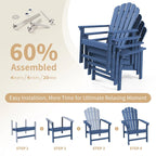 Vrakae 6 Pcs Patio HDPE All-Weather Stacking Adirondack Chair