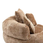 Oversized Round Accent Chair with High Wraparound Back, Chenille Upholstery & 3 Cushions