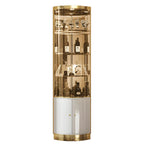 Glam Glossy Glass Gold Metal Rounded Display Corner Cabinet
