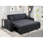 Roomfitters 75 Inch 3 in 1 Convertible Modern Sofa with Convenient Pull Out Bed, Reclining Backrest, Cup Holders, Pillows