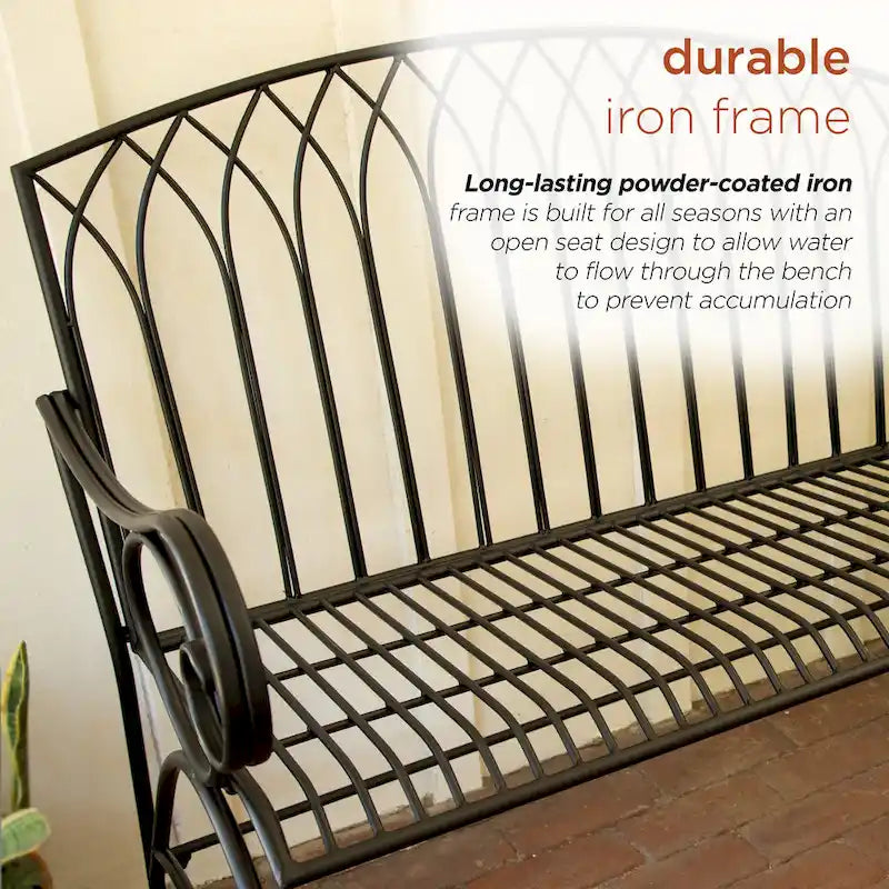 Alpine Corporation 44L Indoor/Outdoor 2-Person Classic Metal Garden Bench