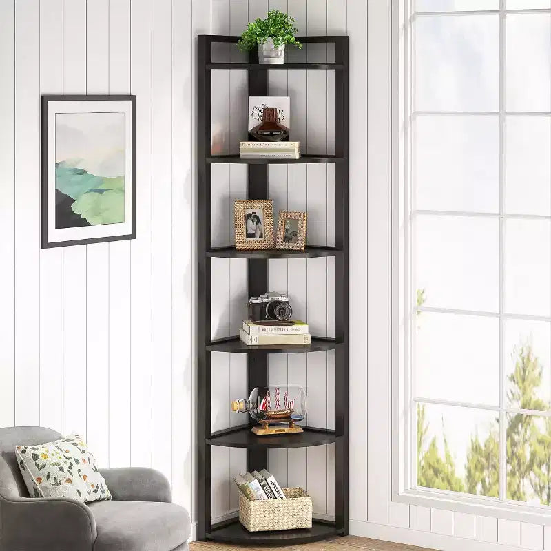 Tribesigns 6-Tier Corner Bookshelf, 70.86 Tall Book Shelving Unit Storage Rack