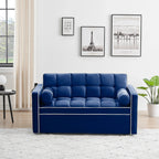 Velvet Convertible 55 2-Seater Sleeper Sofa with Pull-Out Bed, Adjustable Recline, Side Pockets, and Phone Holder