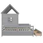 Whisen House Platform Beds with Two Drawers for Boy and Girl Shared Beds