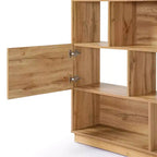 LuxenHome 68 Tall Bookcase with 8-Shelf and 2-Cabinet, 5-Tier Cube Unit Bookcase with Doors, Display Bookshelf with Storage for Living Room Brown