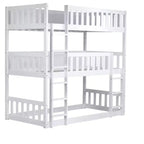 Triple Twin Bunk for Kids, Twin over Twin over Twin Detachable Bunk Bed with Ladder and Guardrail, Separate into 3 Beds