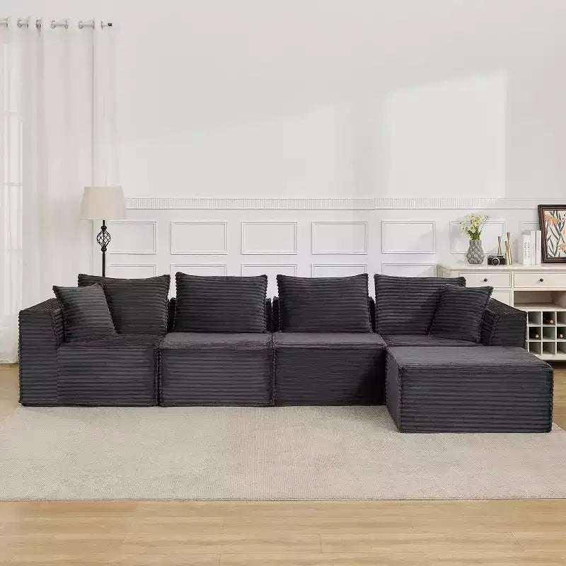 107/ 137 Modular Sectional Cloud Couch,Deep Seat Boneless Couch,Convertible Comfy Floor Sofas with Ottomans and Memory Foam
