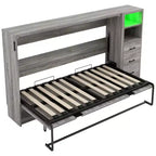 GDFStudio Bennett Metal and Wood Murphy Bed, Folded into a Cabinet
