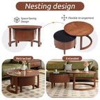 Modern Nesting Coffee Table with Drawer, Round Center Table with storage for Living Room