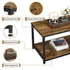Yaheetech Wood Industrial Coffee Table with Storage Shelf for Living Room